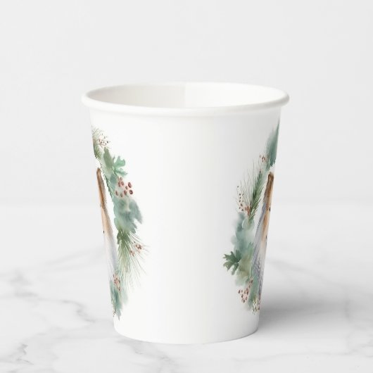 Gobelets En Papier Rough Collie Christmas Wreath Festive Pup (Gauche)