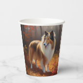 Gobelets En Papier Rough Collie dans l'automne Leaves automne Inspire (Verso)