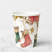 Gobelets En Papier Rousses et Poinsettias Noël (Verso)