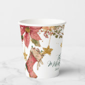 Gobelets En Papier Rousses et Poinsettias Noël (Recto)