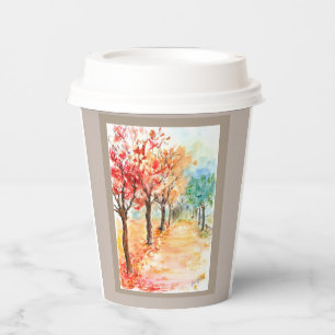 Gobelets En Papier Route d'automne