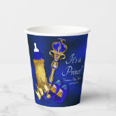 Gobelets En Papier Royal Blue Gold Prince Baby shower (Recto)