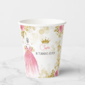 Gobelets En Papier Royal fête rose princesse anniversaire (Recto)