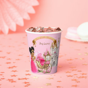 Gobelets En Papier Royal Princess Castle Carriage Rose Gold Girl