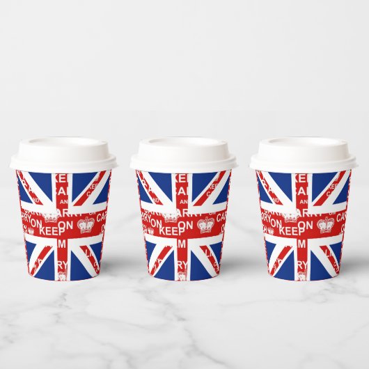 Gobelets En Papier Royaume-Uni Union Jack garder le calme (Multi)