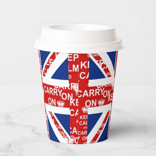 Gobelets En Papier Royaume-Uni Union Jack garder le calme (Droite)