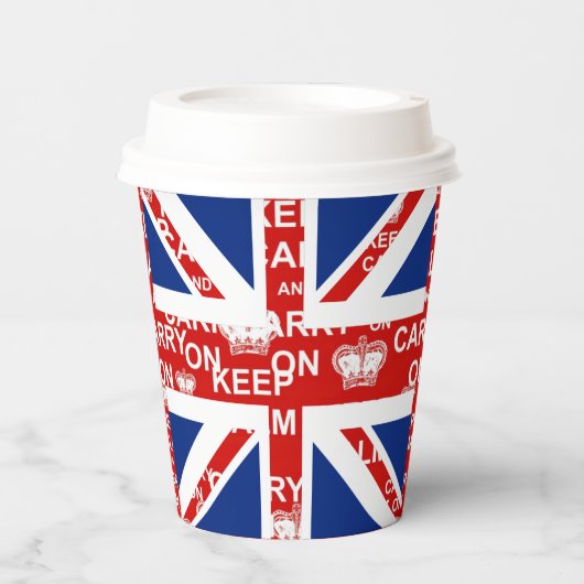 Gobelets En Papier Royaume-Uni Union Jack garder le calme (Recto)