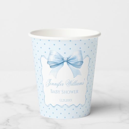 Gobelets En Papier Ruban bleu clair bébé garçon douche tasses en papi (Verso)