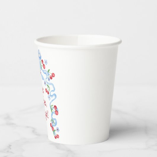 Gobelets En Papier Rubans de cerise grandmillennial aquarelle (Gauche)