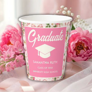 Gobelets En Papier Rubans et noeuds papillon rayés rose Wildflower po