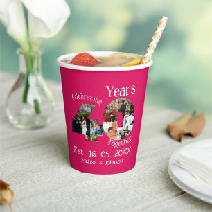 Gobelets En Papier Ruby Red 40th Mariage Anniversary 11 Photo Collage