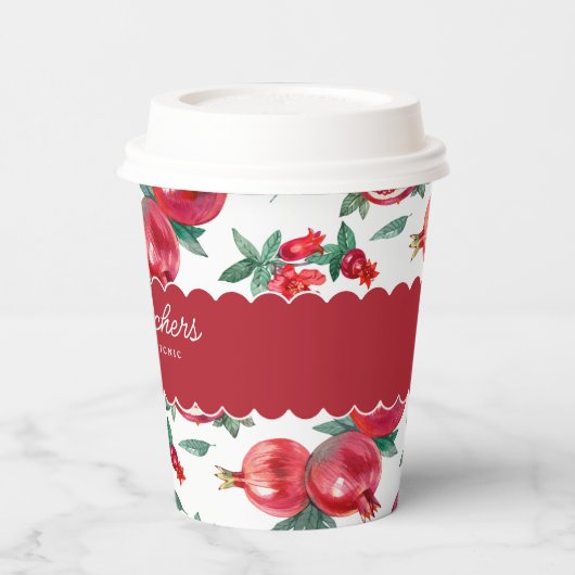 Gobelets En Papier Ruby Red Pomegranate Botanique Personnalisable (Gauche)
