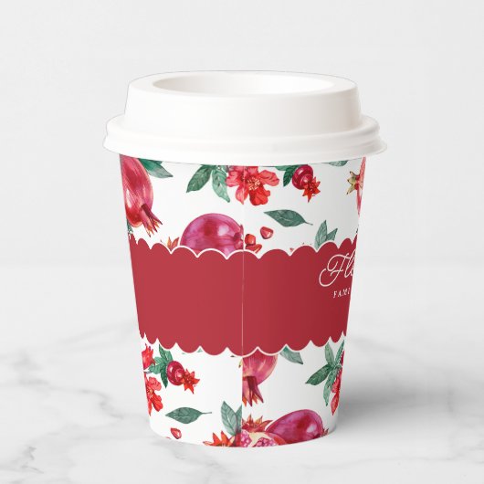 Gobelets En Papier Ruby Red Pomegranate Botanique Personnalisable (Droite)
