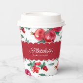 Gobelets En Papier Ruby Red Pomegranate Botanique Personnalisable (Recto)