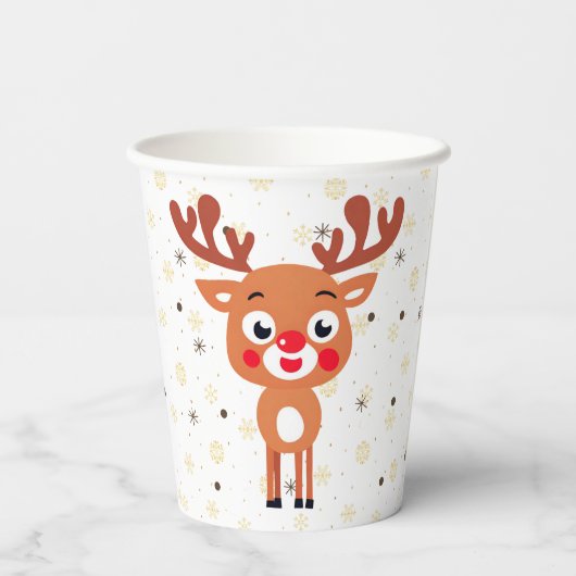 Gobelets En Papier Rudolph Red Nose Reindeer tasse en papier (Verso)