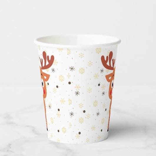 Gobelets En Papier Rudolph Red Nose Reindeer tasse en papier (Gauche)