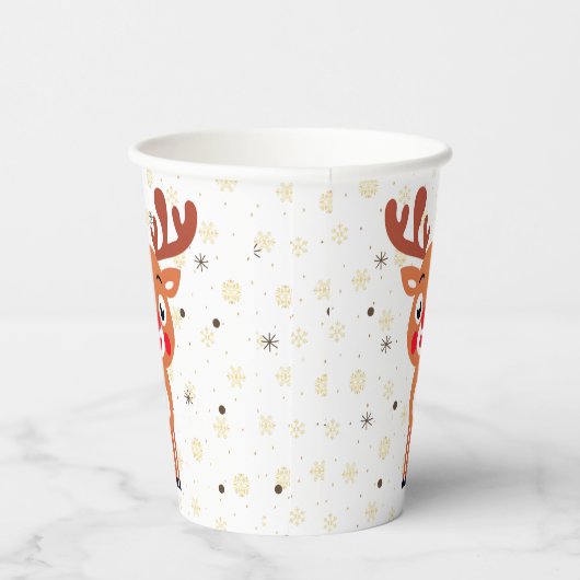 Gobelets En Papier Rudolph Red Nose Reindeer tasse en papier (Droite)