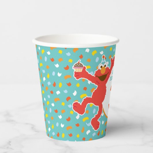 Gobelets En Papier Rue Sésame | Anniversaire d'Elmo Confetti (Recto)