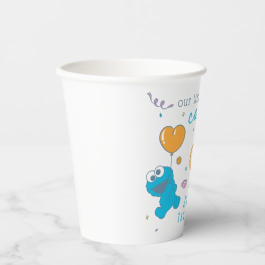 Gobelets En Papier Rue Sésame | Cookie Monster 1er anniversaire (Recto)