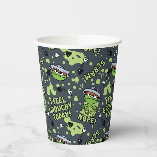 Gobelets En Papier Rue Sésame | Oscar the Grouch Phrase Motif (Gauche)