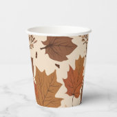 Gobelets En Papier Russe Beige Brown Érable Feuille Mariage d'automne (Verso)