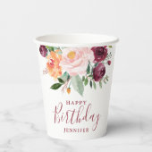 Gobelets En Papier Russe Bourgogne rose fête d'anniversaire (Verso)