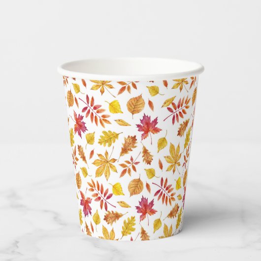 Gobelets En Papier Russe d'automne quitte Motif Thanksgiving (Verso)