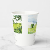 Gobelets En Papier Russe Vert Aquarelle Campagne Hills Mariage (Gauche)