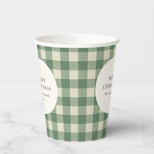 Gobelets En Papier Russe Vert En vichy moderne Noël (Gauche)