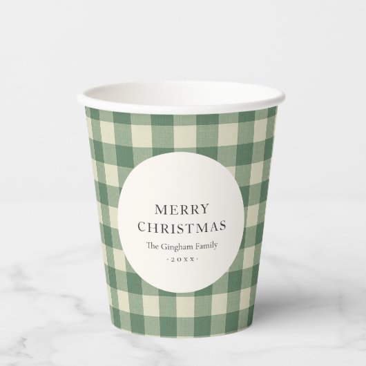 Gobelets En Papier Russe Vert En vichy moderne Noël (Recto)