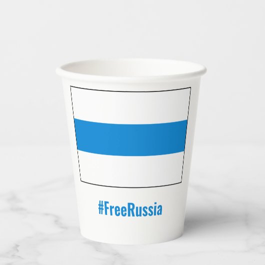 Gobelets En Papier Russie libre - Anglais - Bleu blanc Drapeau (Recto)