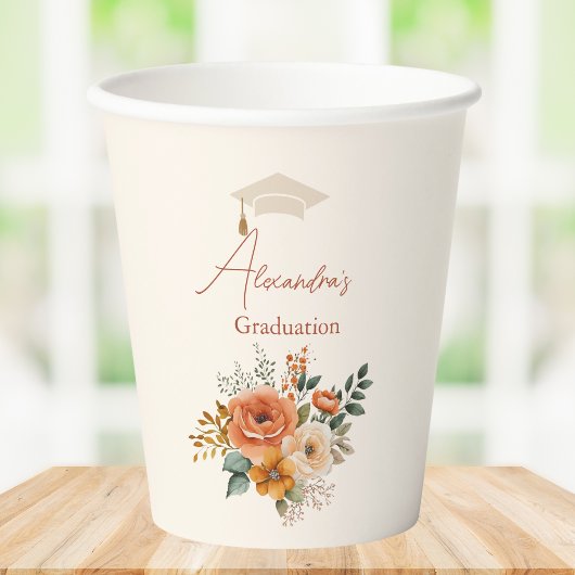 Gobelets En Papier Rust Fleurs en terre cuite Burnt Orange Graduation