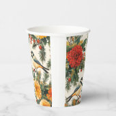 Gobelets En Papier Rustic Bird et Poinsettia Motif de Noël (9) (Droite)