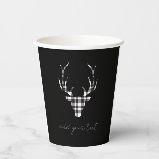 Gobelets En Papier Rustic Elegant Christmas Plaid Deer (Recto)