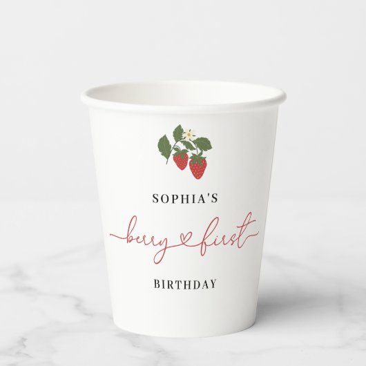 Gobelets En Papier Rustic Elegant Girl's Berry Première fête d'annive (Verso)