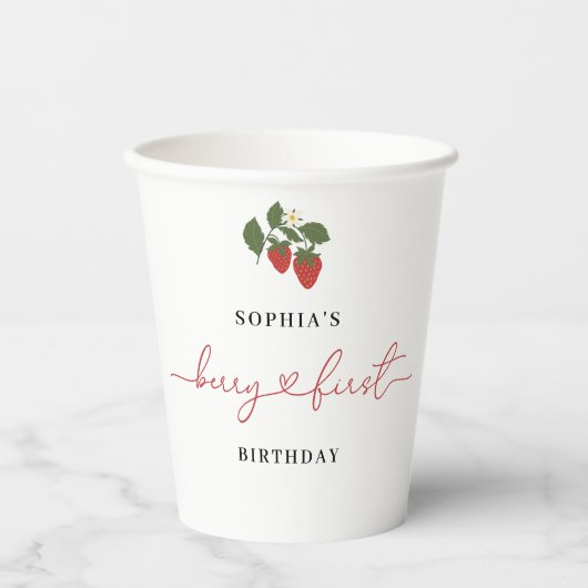Gobelets En Papier Rustic Elegant Girl's Berry Première fête d'annive (Recto)
