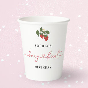 Gobelets En Papier Rustic Elegant Girl's Berry Première fête d'annive