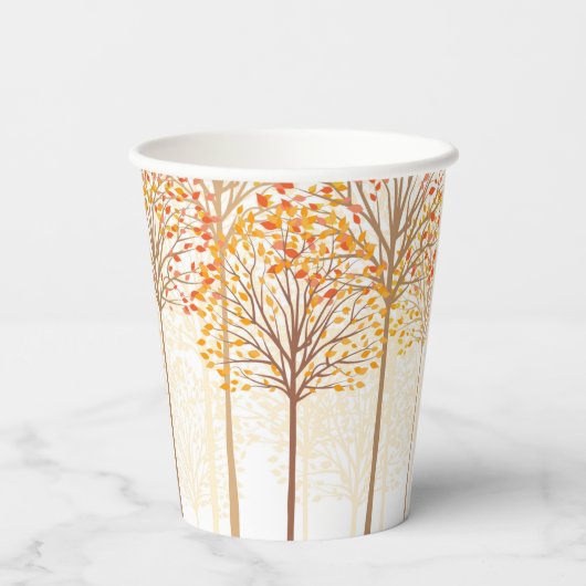 Gobelets En Papier Rustic Fall Trees Terracotta fête d'anniversaire (Verso)