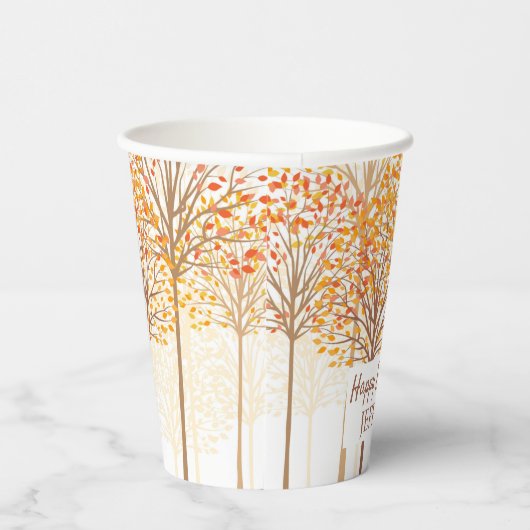 Gobelets En Papier Rustic Fall Trees Terracotta fête d'anniversaire (Droite)