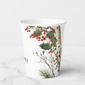 Gobelets En Papier Rustic Holly Berry fête de Noël (Verso)