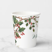 Gobelets En Papier Rustic Holly Berry fête de Noël (Recto)