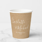 Gobelets En Papier Rustic Kraft Elegant Signature Script Mariage (Recto)