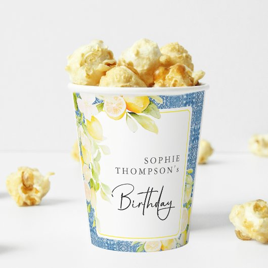 Gobelets En Papier Rustic lemons Mediterranean birthday