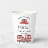 Gobelets En Papier Rustic Red Firetruck Coupes papier fête d'annivers (Verso)