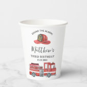 Gobelets En Papier Rustic Red Firetruck Coupes papier fête d'annivers (Recto)