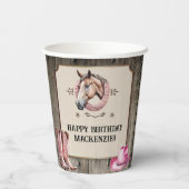 Gobelets En Papier Rustic Rose équitation fête d'anniversaire (Verso)