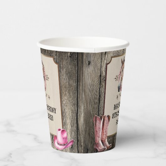 Gobelets En Papier Rustic Rose équitation fête d'anniversaire (Droite)