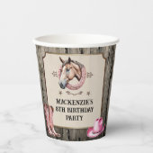 Gobelets En Papier Rustic Rose équitation fête d'anniversaire (Recto)