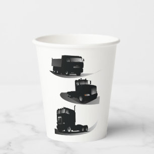 Gobelets En Papier Rustic Trois Camions Noirs Conception Vintage Cami
