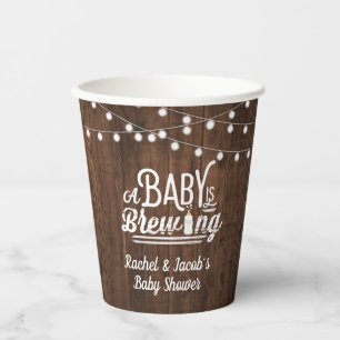 Gobelets En Papier Rustic Un bébé brasse Baby shower Favoriser Étique